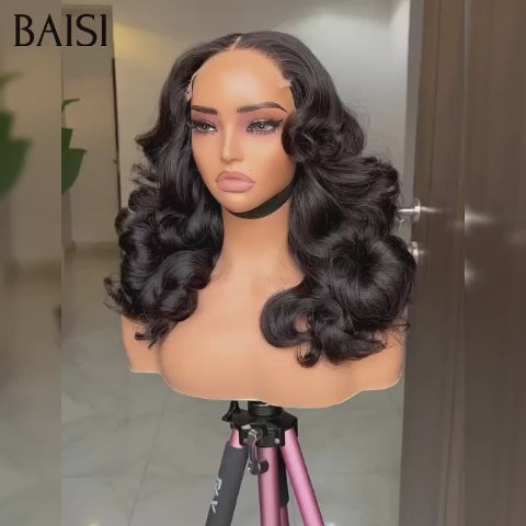 BAISI Achetez 2 perruques minimum au prix d'usine fournisseur 4x4 lace closure Perruque en Noir Body wave en 100% Cheveux Humains