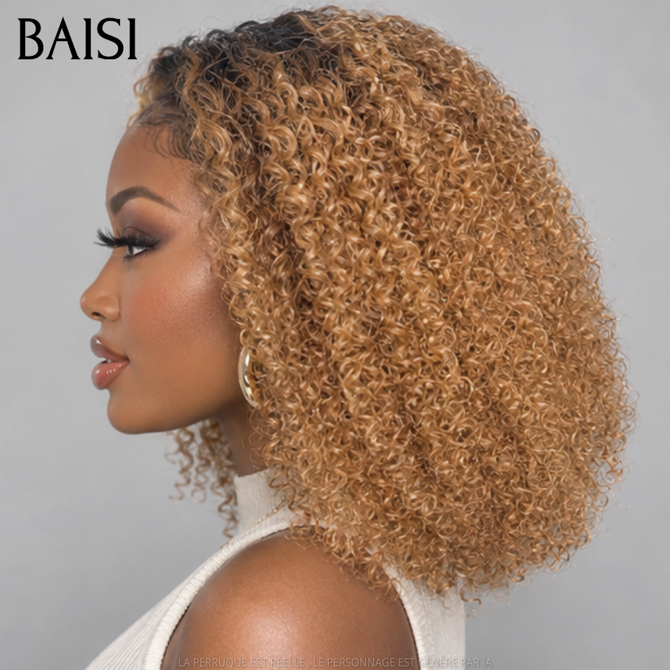 BAISI 13x4 Peruca Lace Crépus Kinky Straight Já penteada como na foto Cor Preto 1B# 20 Polegadas 148€ Beleza Incomparável em 100% cabelo humano