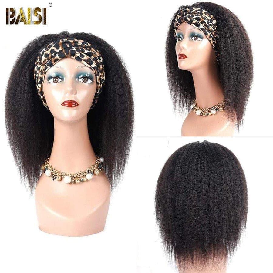 BAISI Achetez 2 perruques minimum au prix d'usine fournisseur Perruque Bandeau Kinky Sraight Yaki Fabriquée A La Machine (Pas Besoin de Code)