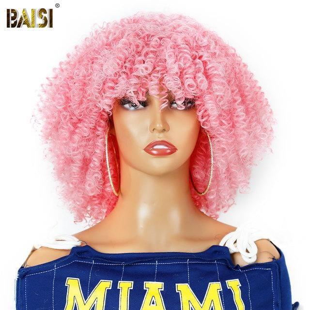 BAISI Kinky Curly Synthetic Wig With Bangs Good Volume 1044