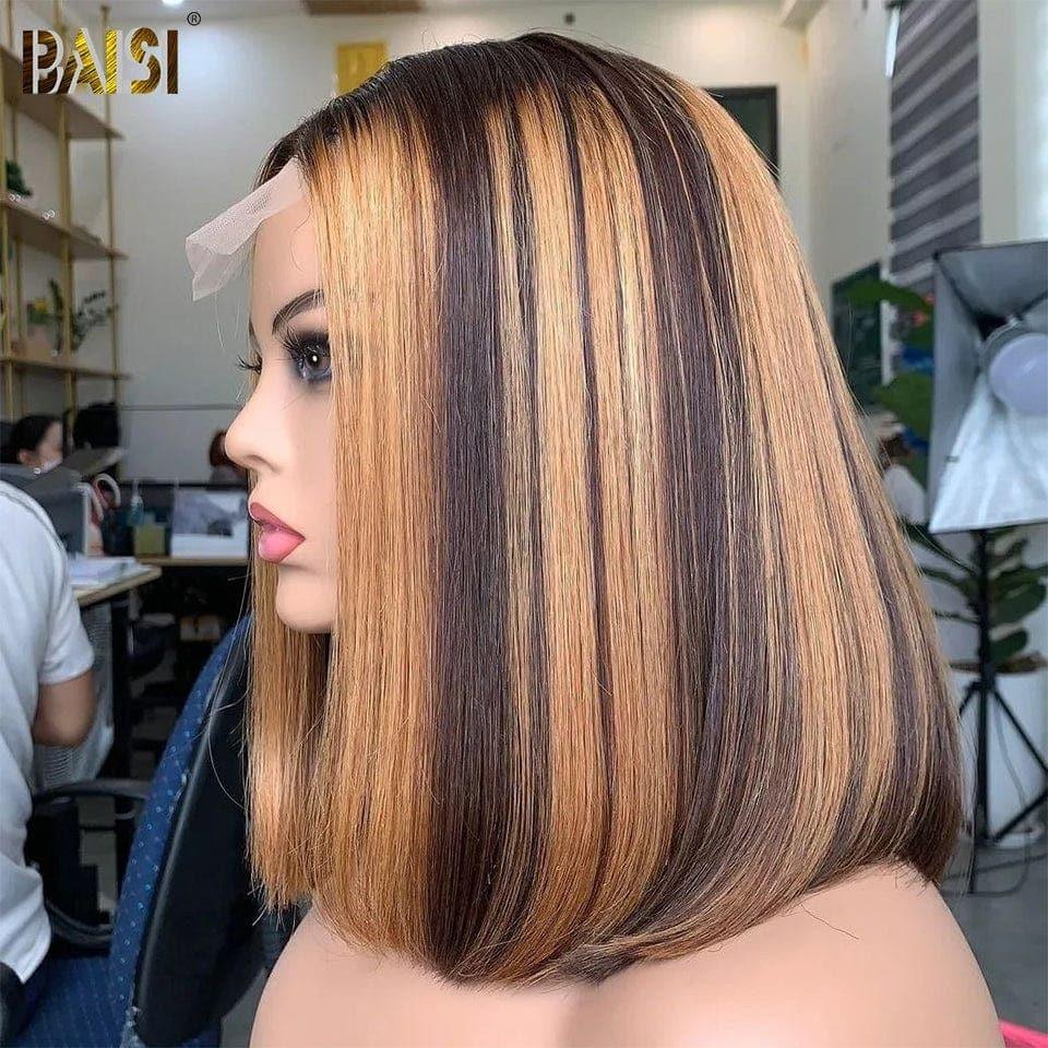 BAISI 4MIX27 Peruca Bob Curta Colorida 10-14 Polegadas