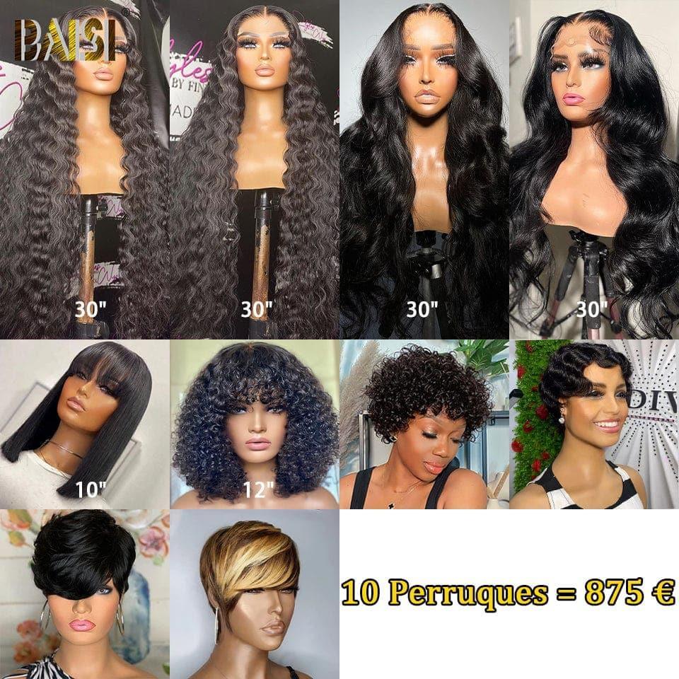 BAISI vente flash  10 perruques en 100% vrais cheveux humains 875 euro  (pas besoin de code)