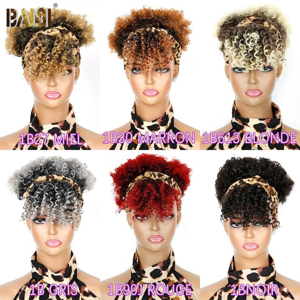 Peluca con diadema rizada rizada sintética a todo color BAISI