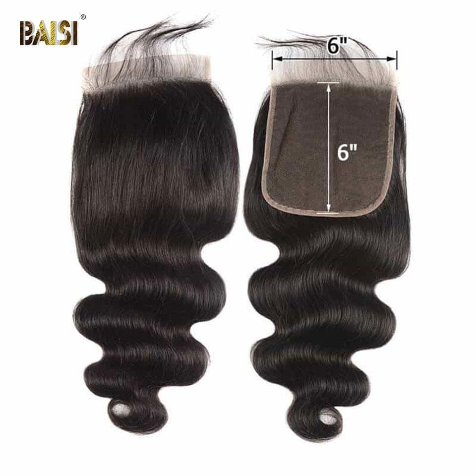 Baisi 10a tamanho de fechamento de renda 6*6 em cabelo 100% virgem, frete grátis