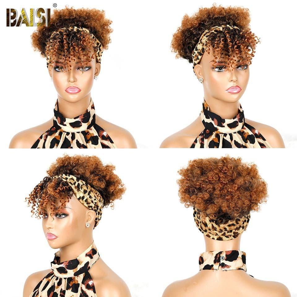Peluca con diadema rizada rizada sintética a todo color BAISI