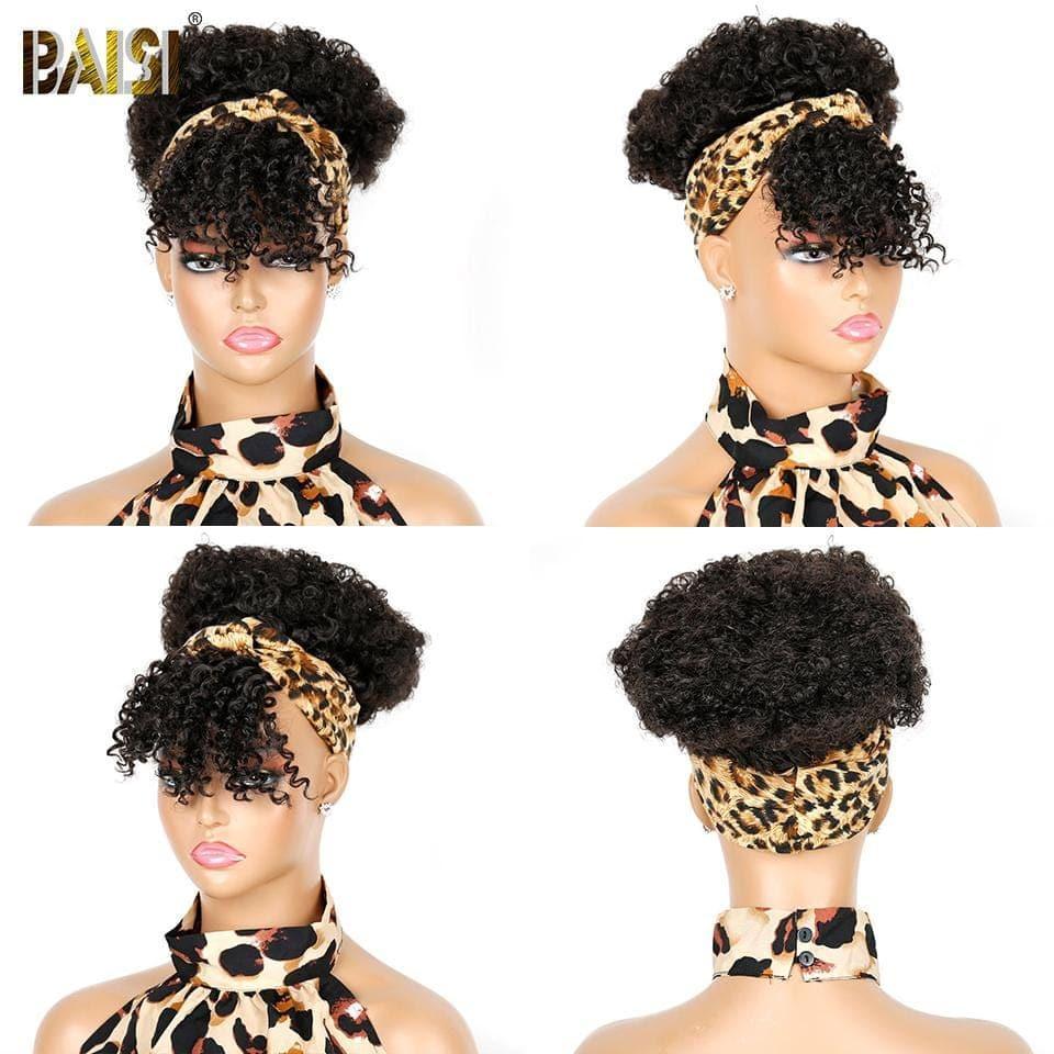 Peluca con diadema rizada rizada sintética a todo color BAISI