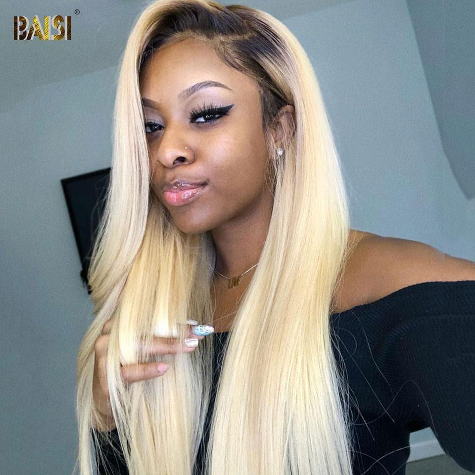 BAISI Perruque Personnalisée Couleur 1B Blonde #613 de Haute Qualité Cheveux Humains Lisse Straight, Livraison Gratuite