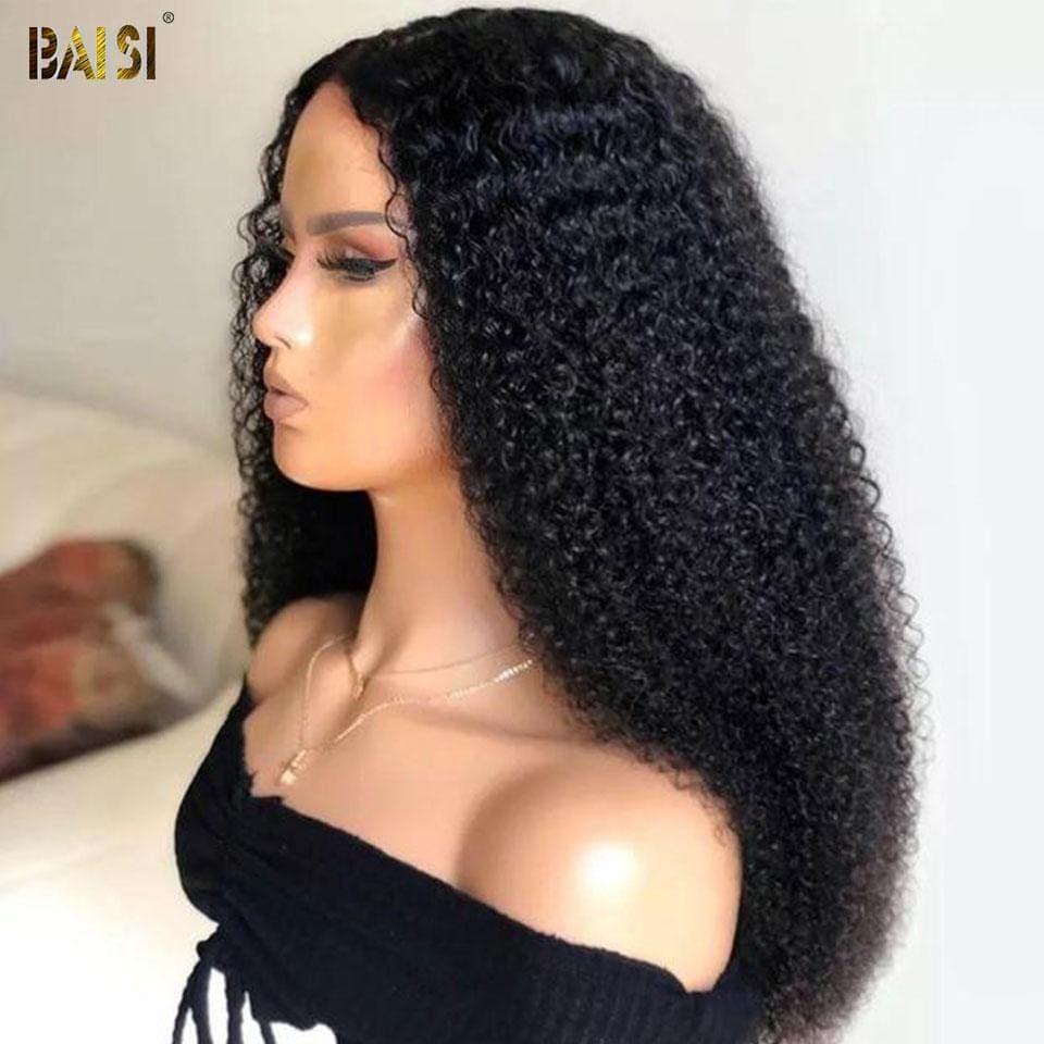BAISI Bouclé Curly 13x4 Densité 250% avec frontale Perruque de luxe haute de gamme plus de 10 ans d' utilisation