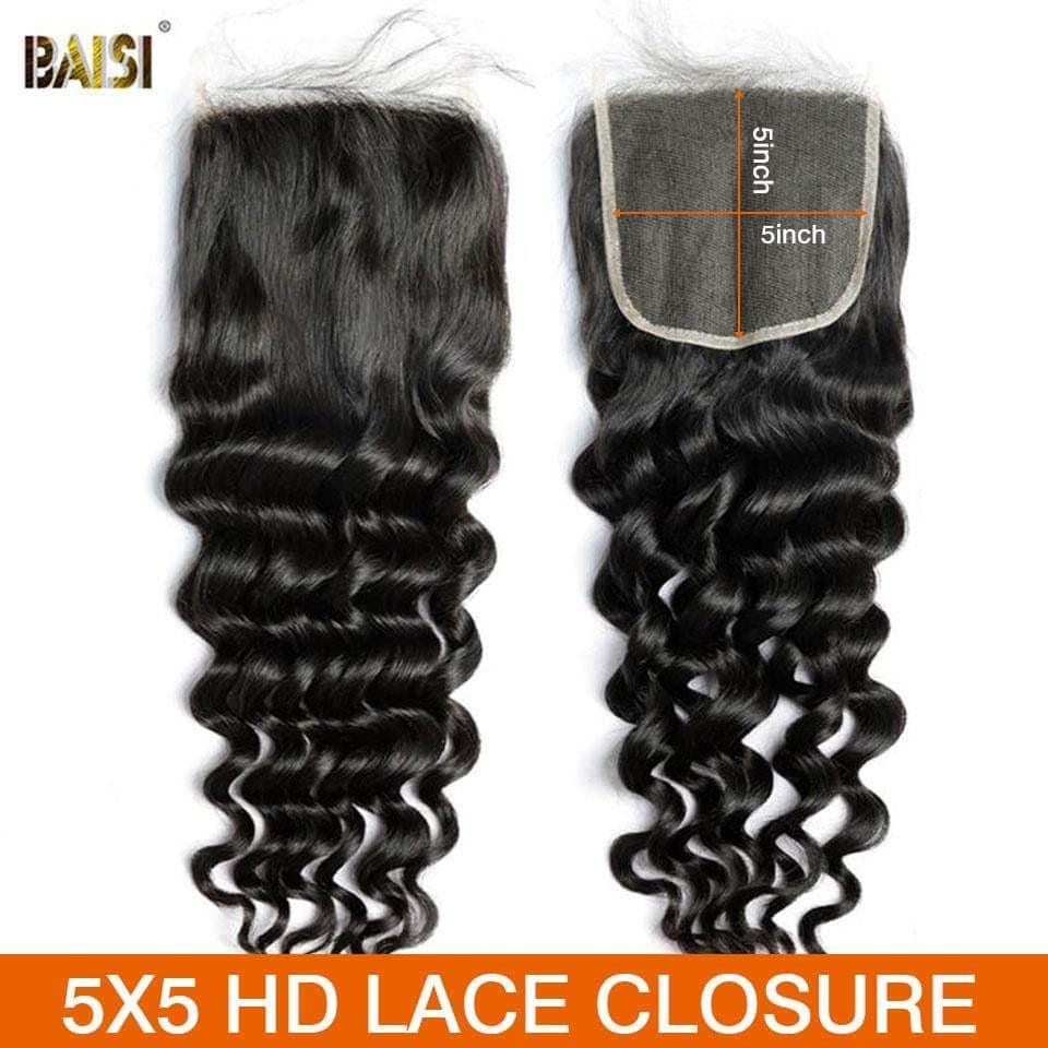 BAISI Hd Cierre de encaje 5x5 Encaje flaco invisible