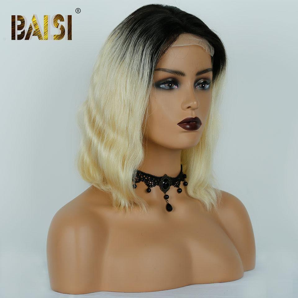 BAISI 4X4 Lace Closure Perücken #1B613 180% Dichte, gewellt und glatt