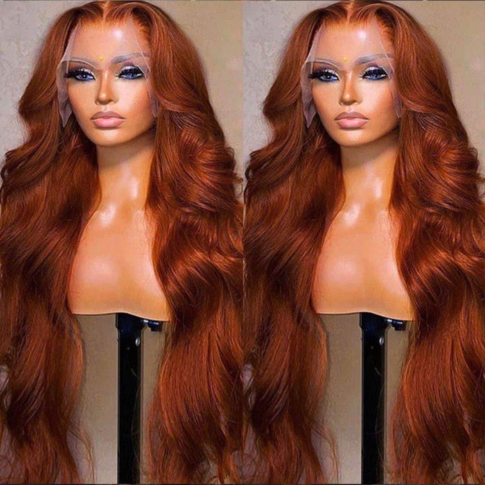 BAISI 13x4 Lace Frontal Wig Body Wave Orange aus 100% Echthaar