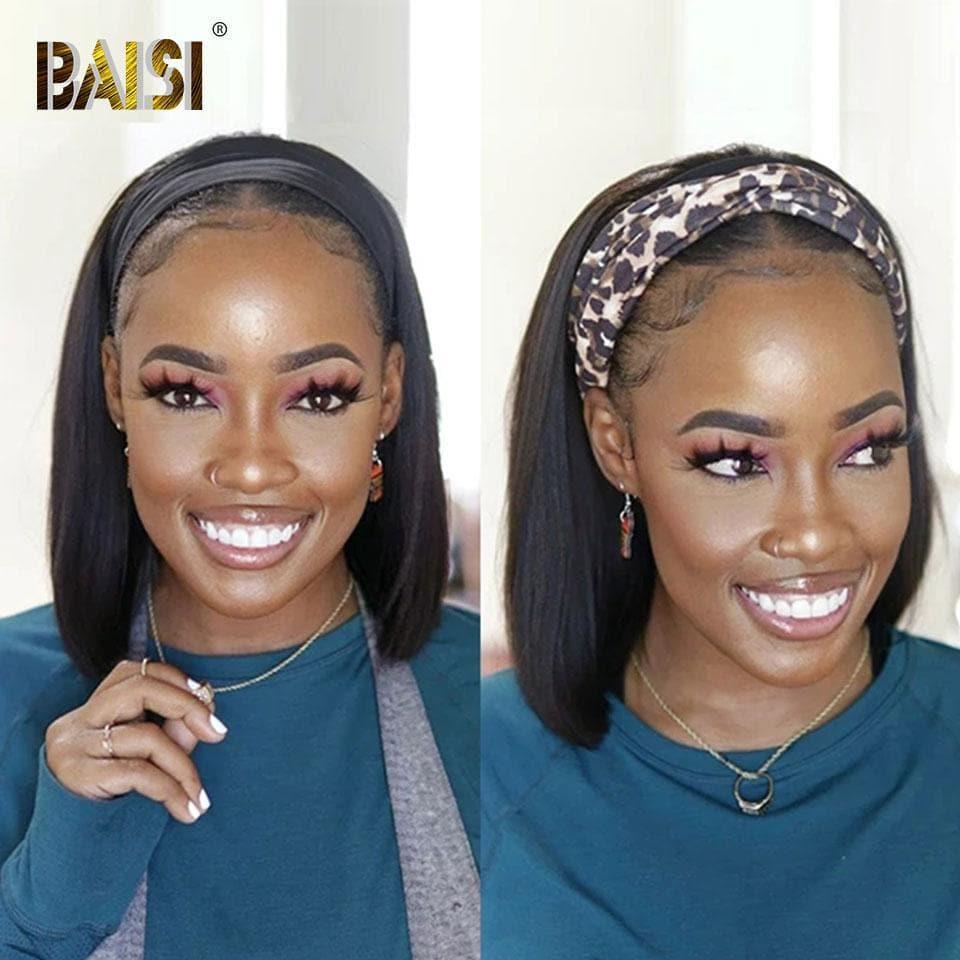 BAISI sans lace water wave avec Frange Bob 12 Pouces 79€ ou T Part Lace Perruque  BOBO Lisse Avec Le Bandeau