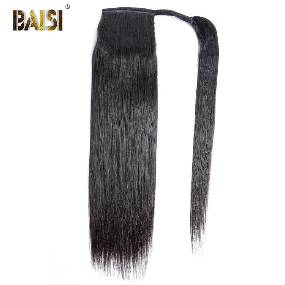 BAISI 100% Human Hair Straight Ponytail