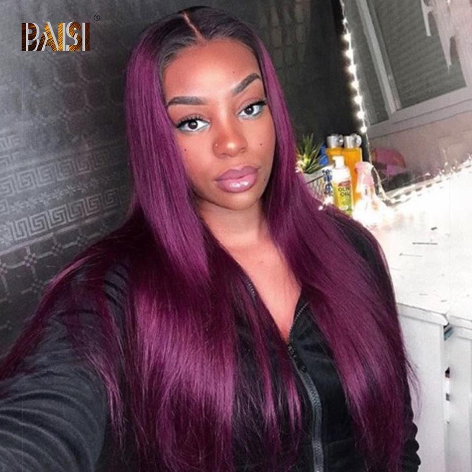BAISI Fushia Pink glatte Perücke