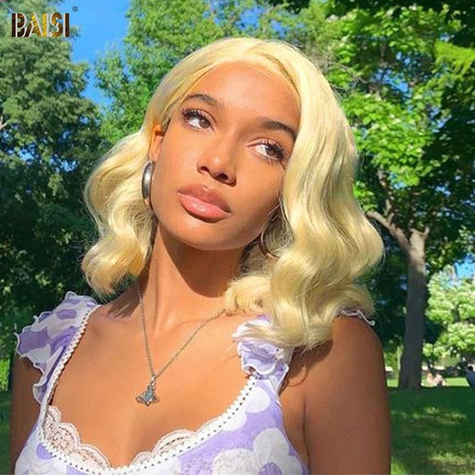 BAISI Bob Wellige Perücke Körperwelle 100% Echthaar