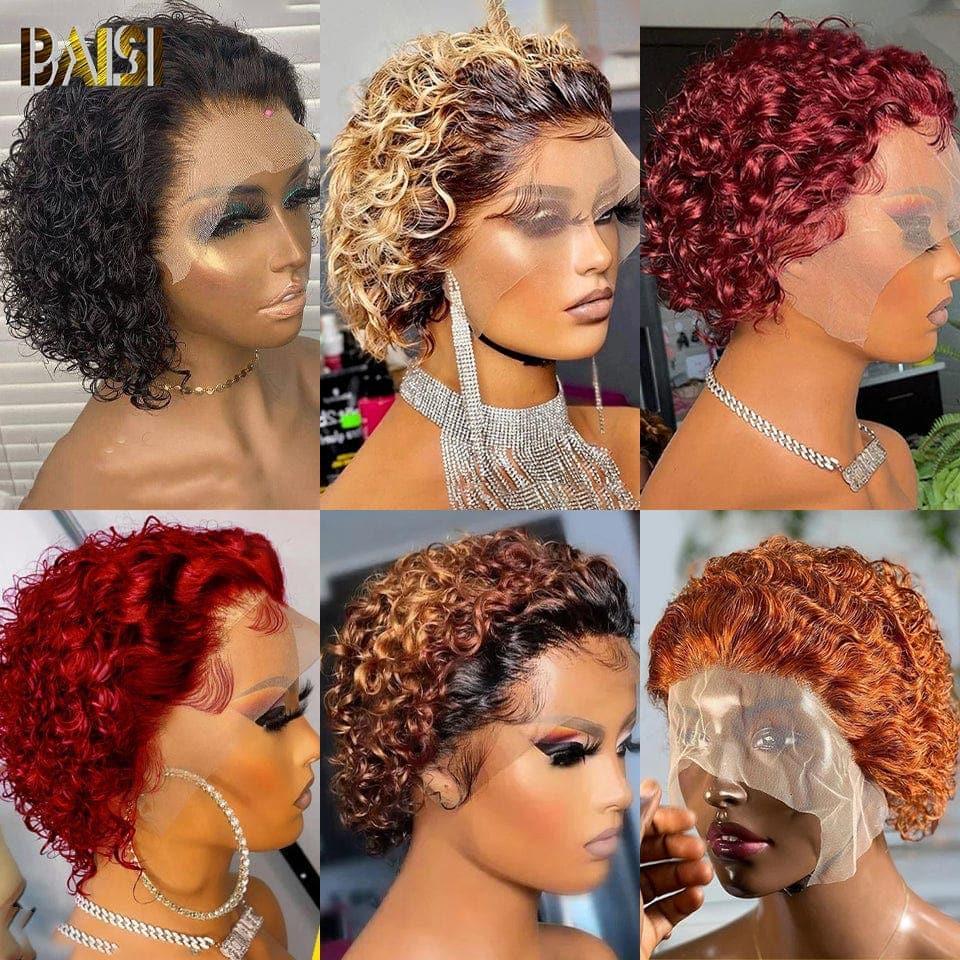 BAISI 13x1 Lace Perruque Curly En Couleur Variée en 100% Cheveux Humains en Mèche Indian Brésilien