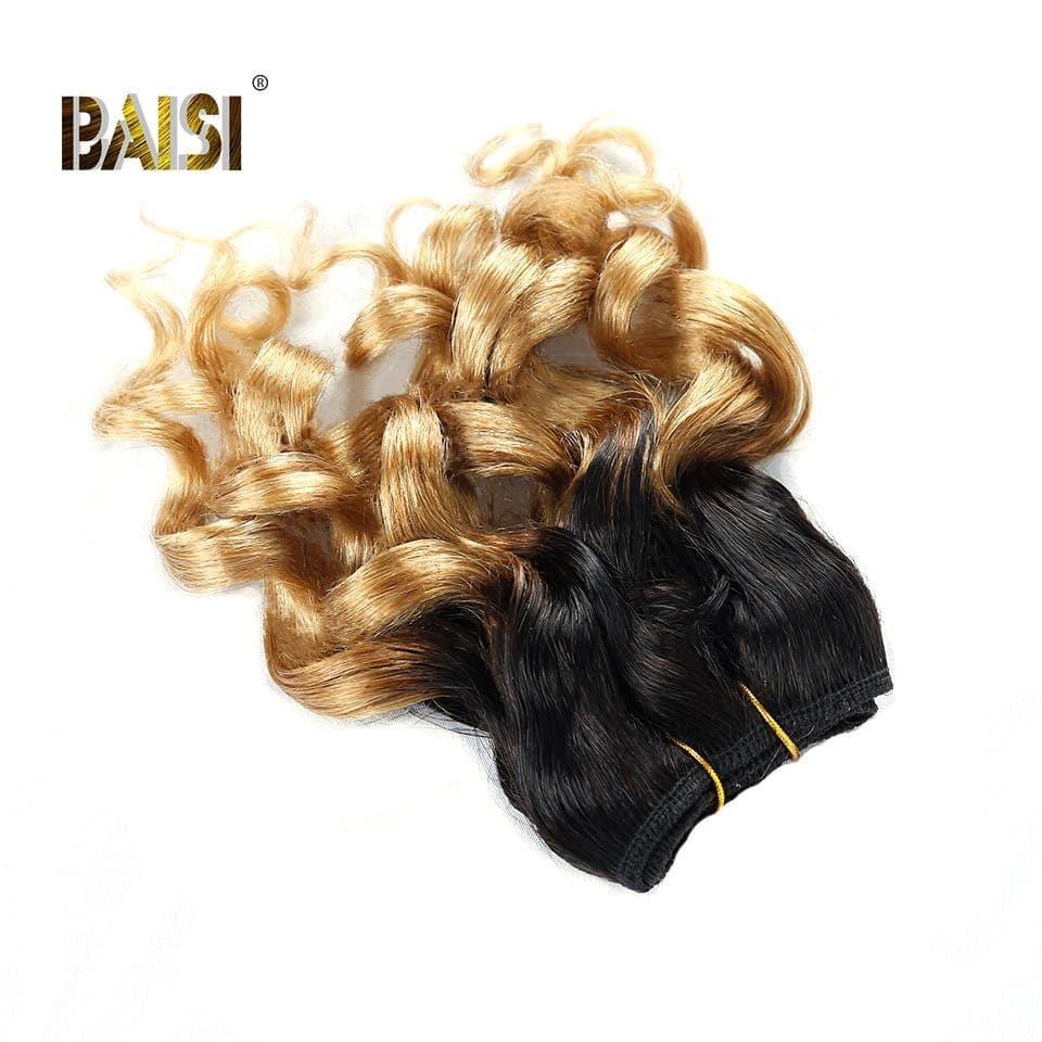 BAISI 8A Tissage Brésilien Cheveux Vierges Bouclé Noir 1B#30  1B#27 Water Wave 8-12 pouces