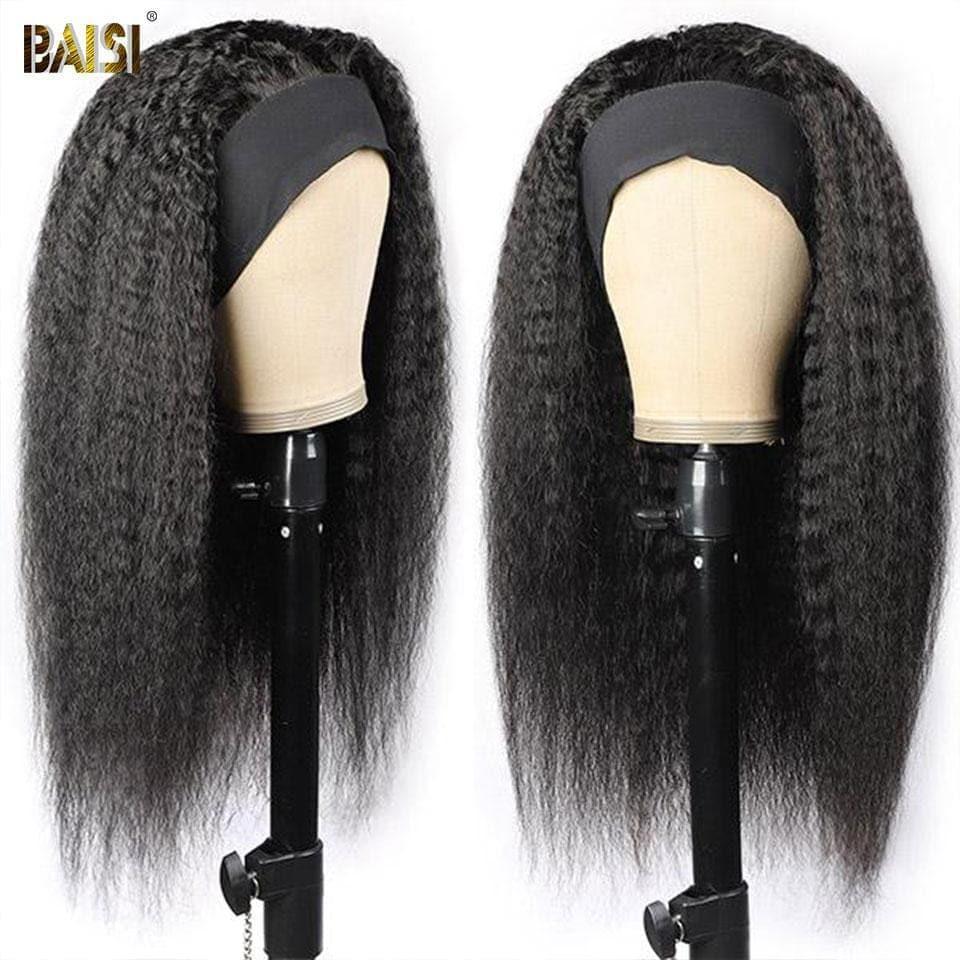 Peruca de bandana encaracolada feita à máquina BAISI Kinky Straight