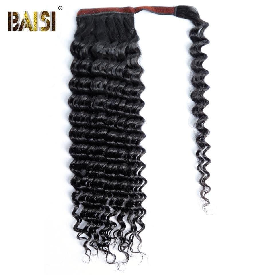 BAISI Pferdeschwanz aus 100 % Echthaar, tief gewellt