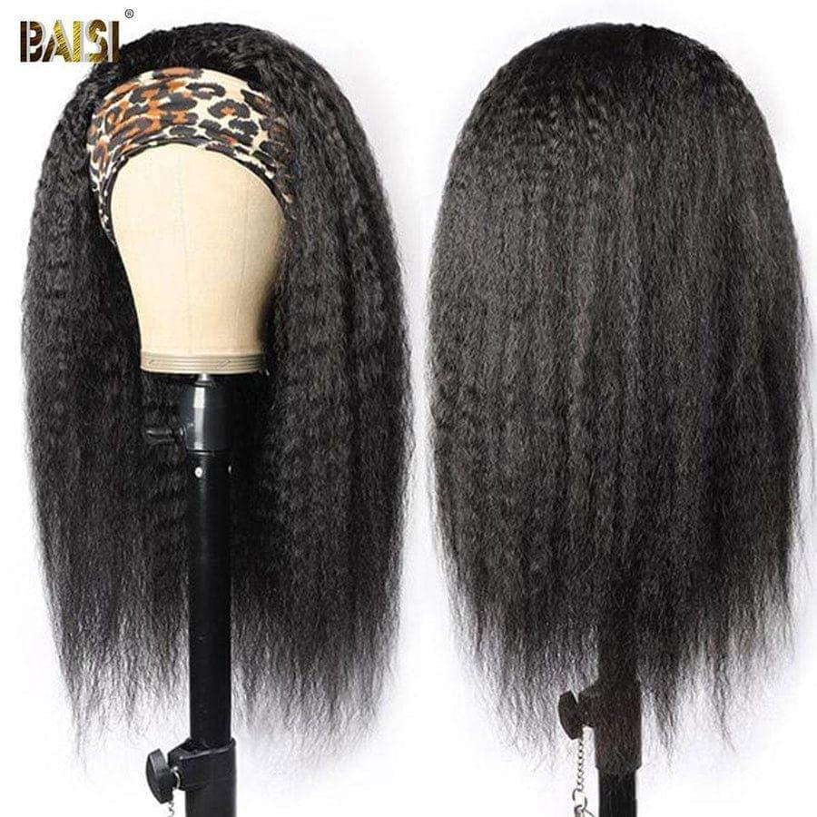 BAISI Achetez 2 perruques minimum au prix d'usine fournisseur Perruque Bandeau Kinky Sraight Yaki Fabriquée A La Machine (Pas Besoin de Code)