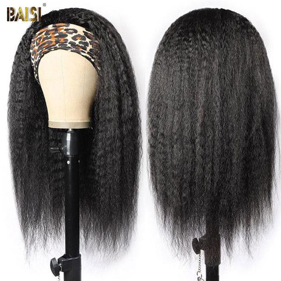 Peruca de bandana encaracolada feita à máquina BAISI Kinky Straight