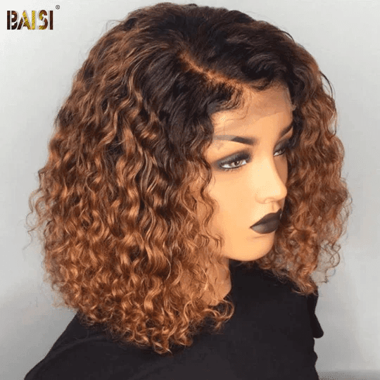 BAISI 2 wigs promo Straight 13X4 lace 4#27# and 4X4 lace 99J# ASHLEY CURLY BROWN CUT WIG SET PLUS CLOSURE NATURAL COLOR STRAIGHT WIG