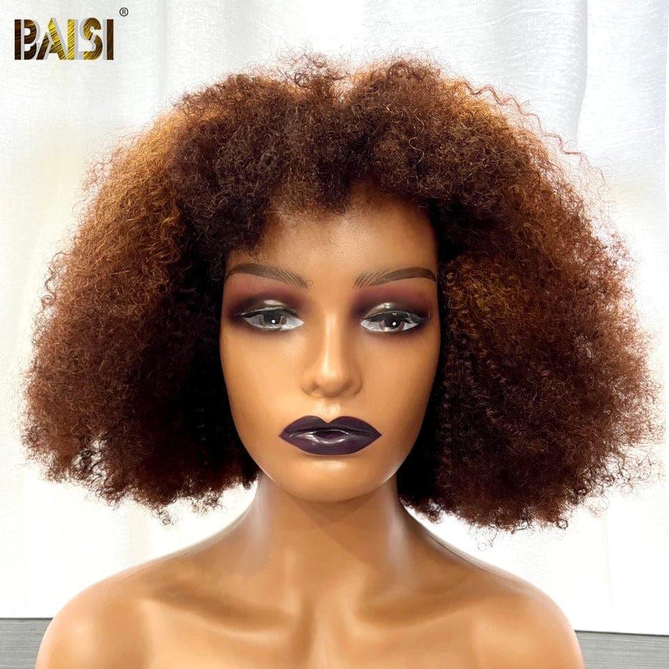 BAISI perruque afro curl avec frange en couleur NOIR 79€ ou Marron 27#/4# en 100% vrais cheveux humains