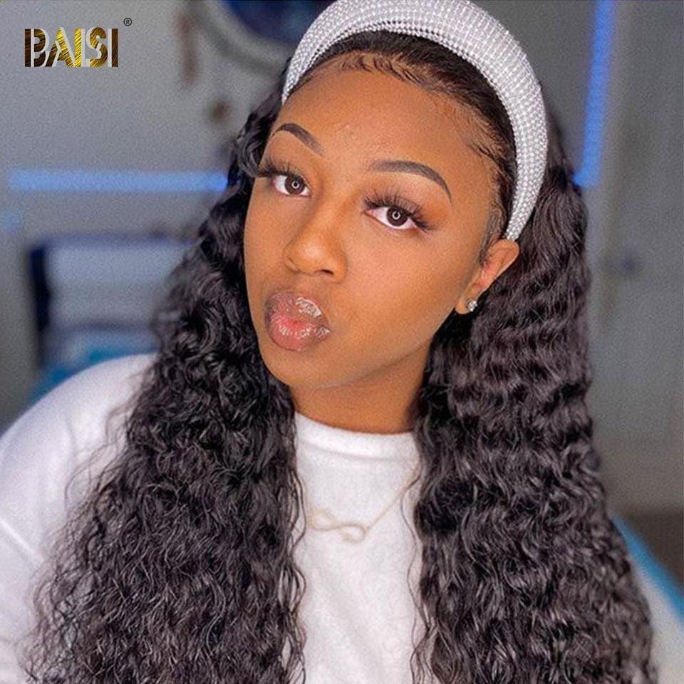 BAISI Parrucca a fascia riccia a onde profonde fatta a macchina