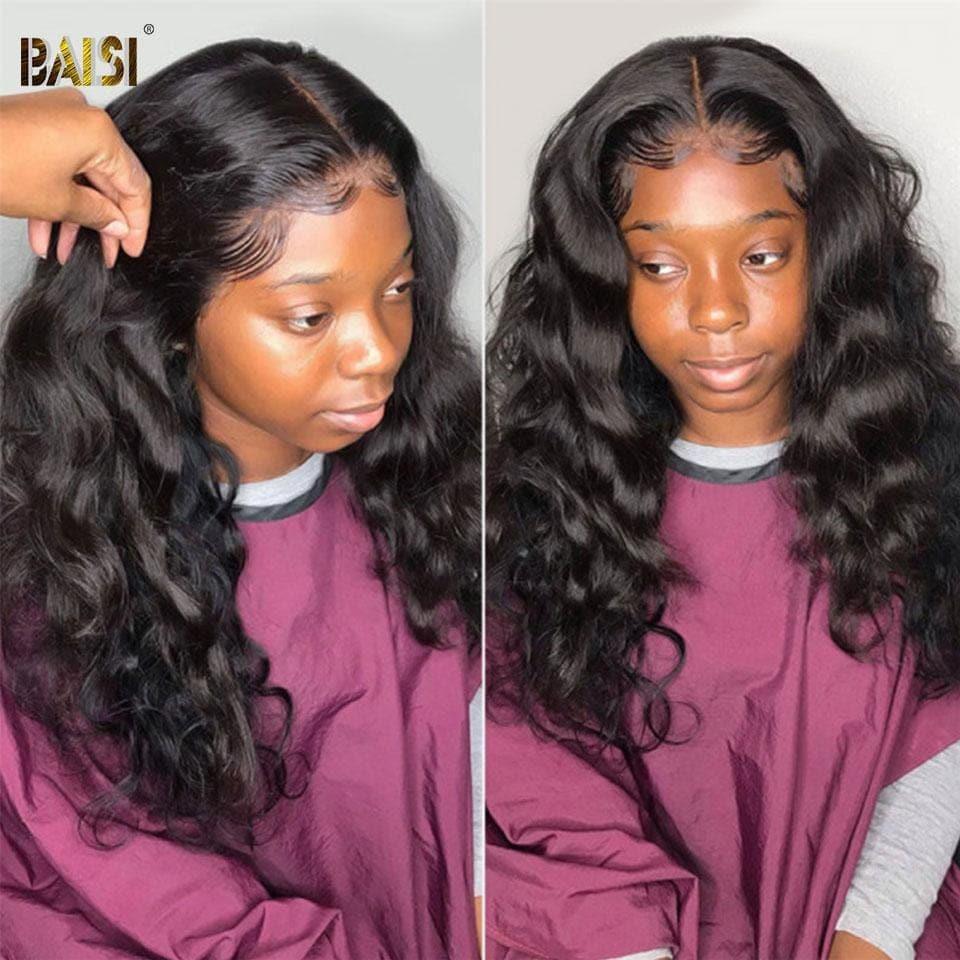 BAISI 12A 13x4 Frontal Lace Wig Curly Natural Wave In 100% Human Hair