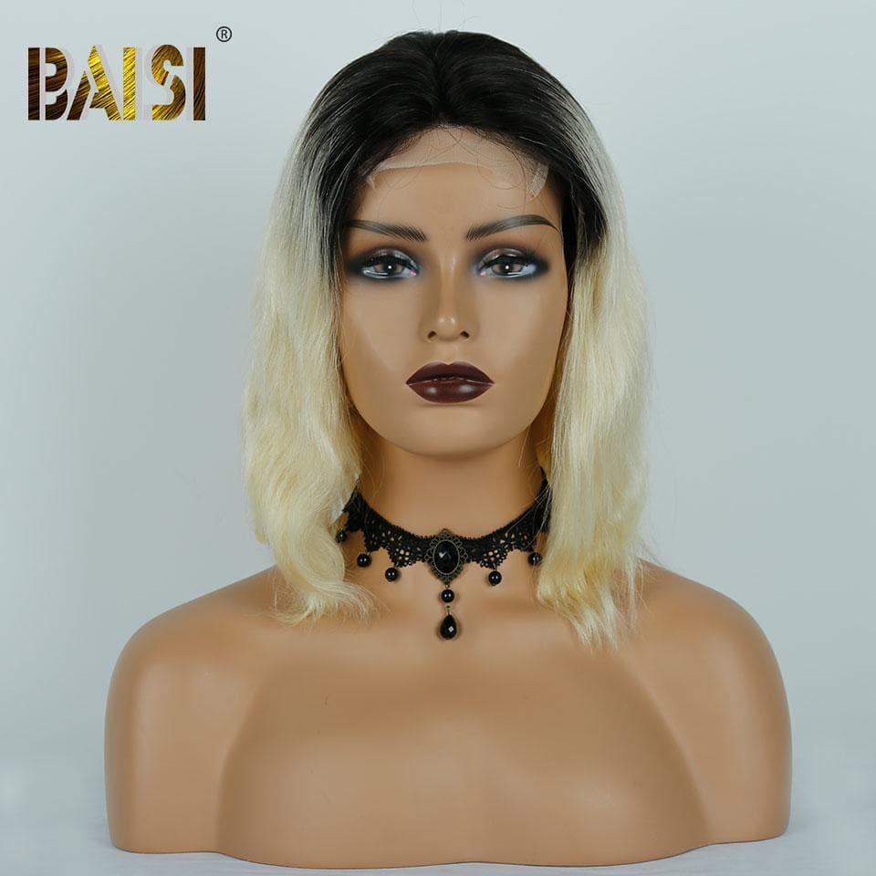 BAISI 4X4 Lace Closure Perücken #1B613 180% Dichte, gewellt und glatt