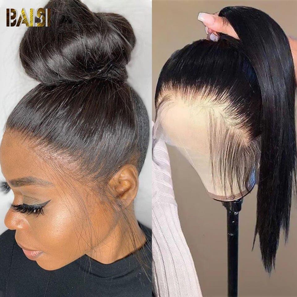 BAISI 360 Lace Straight Human Hair Chignion Hairstyle Wig
