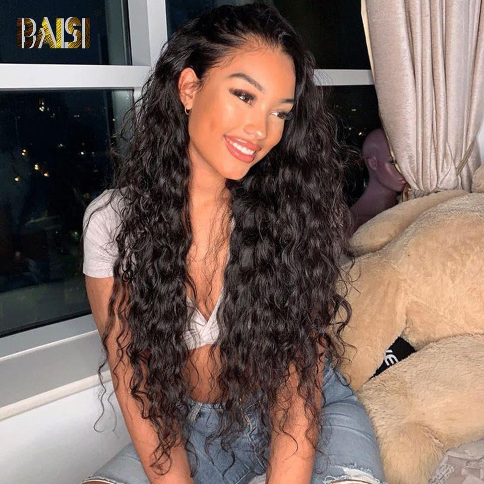 BAISI Bob 13X4 lace frontal Parrucca Riccia Water Wave 100% Capelli Umani