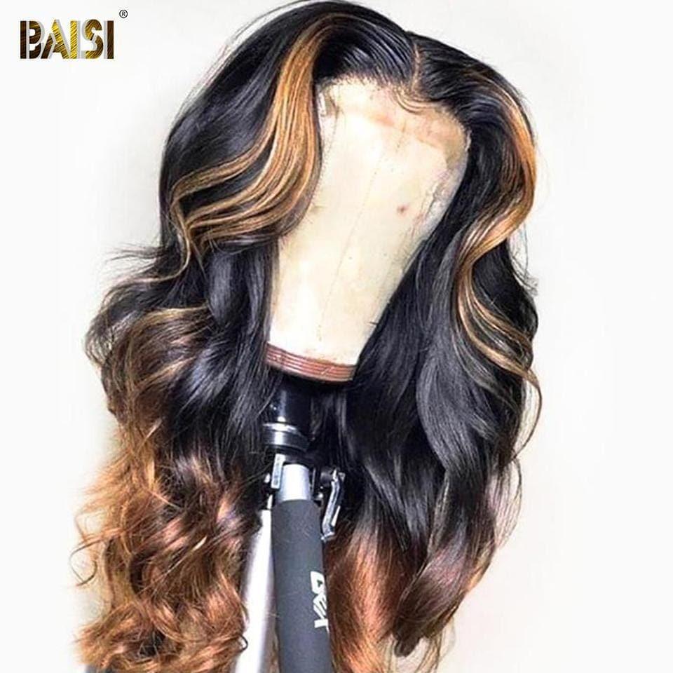 Perruque Lace Front Brésilienne Honey Blonde Ombre Brun Avec Highlight En Cheveux Humains  PrePlucked Ondulée Body Wave