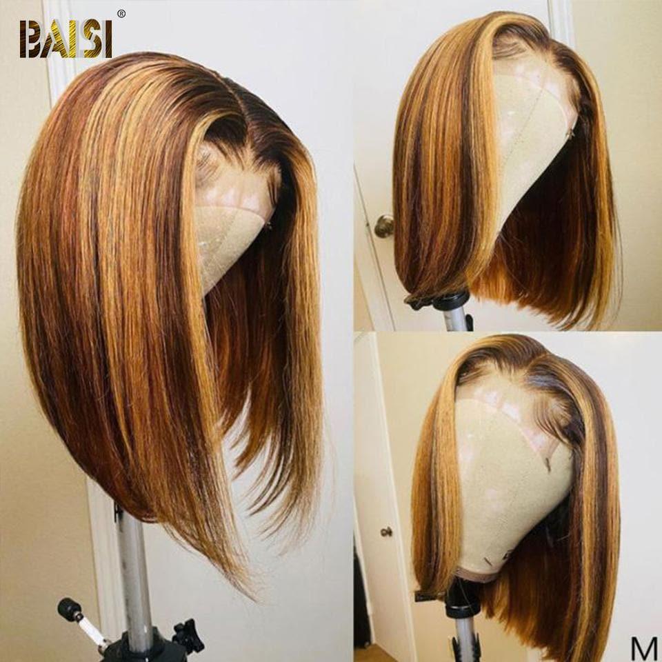 BAISI 4MIX27 Peruca Bob Curta Colorida 10-14 Polegadas