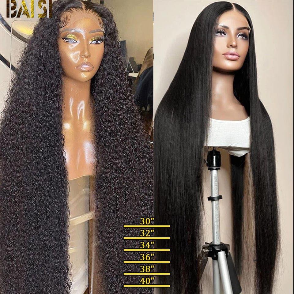 BAISI 13X4 frontal perruque trop longue Kinky straight en 100% cheveux humains