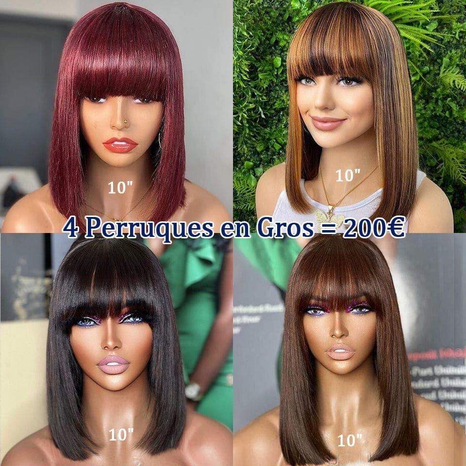Venda flash BAISI 4 perucas com franja de 10 polegadas em cabelo 100% humano real código 240 euros: MP50
