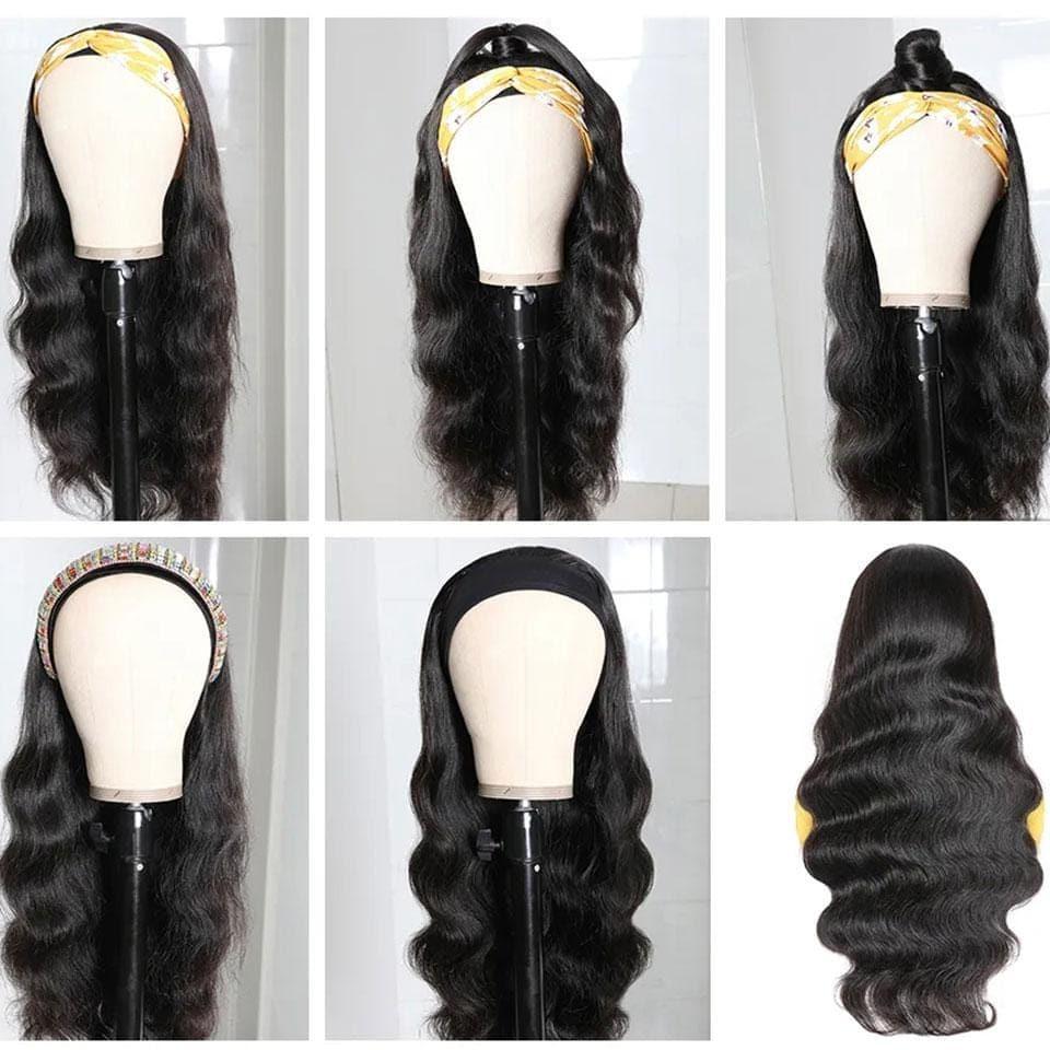 BAISI Maschinell gefertigte gewellte Körperwellen-Stirnbandperücke