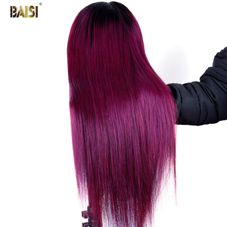 BAISI Fushia Pink glatte Perücke