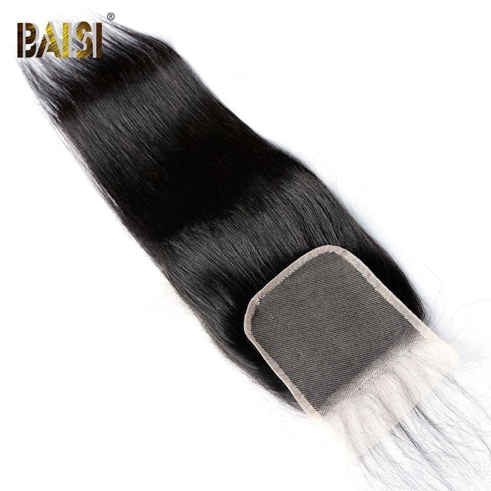 BAISI 4x4 glatter Spitzenverschluss mit kleinen gebleichten Knoten