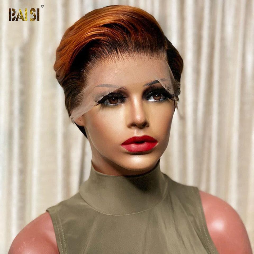 BAISI Perruques sans Colle pixie NOIR 48€ en France TVA 0€ Livraison gratuite 2-3 jours 100% Cheveux Humains