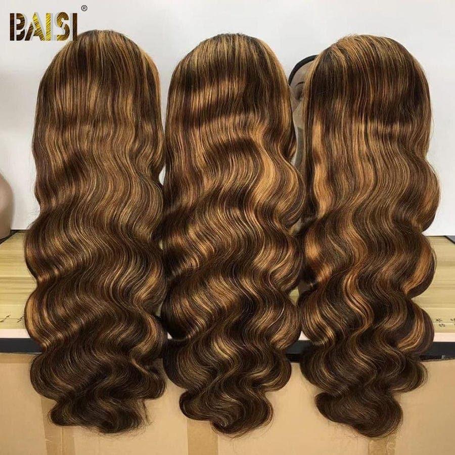 BAISI Achetez 2 perruques minimum au prix d'usine fournisseur 13x4 Frontal Lace Perruque Body Wave En Couleur Mixed #4MIX#27 Sans Colle Lace déjà couper Facile à Porter(Pas Besoin de Code)