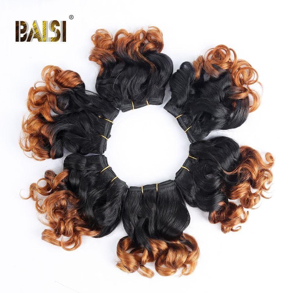 BAISI 8A Tissage Brésilien Cheveux Vierges Bouclé Noir 1B#30  1B#27 Water Wave 8-12 pouces