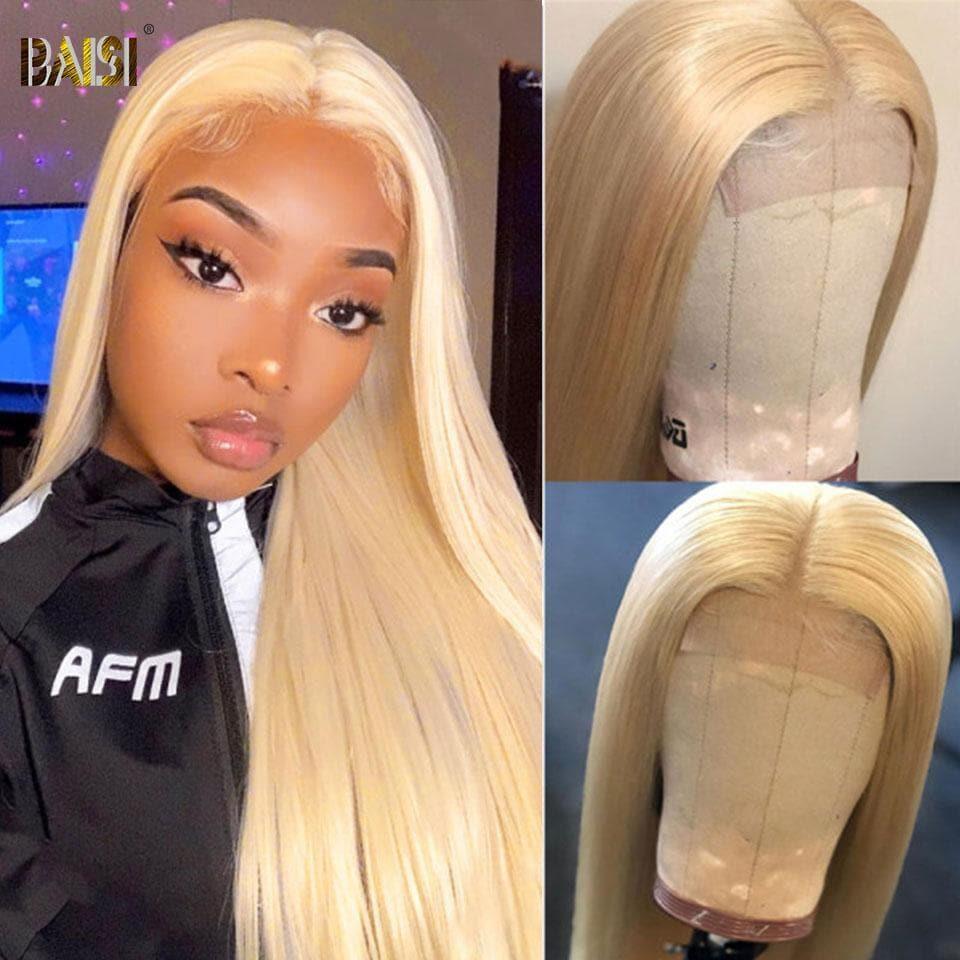 BAISI 4*4 #613 & Noir Naturel Lace Closure Perruque en 100% cheveux humains 200% Densité