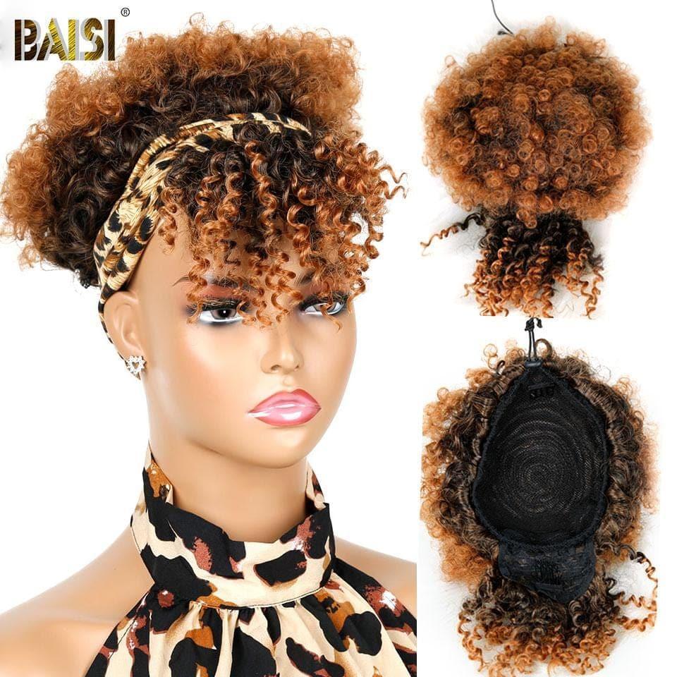 Peluca con diadema rizada rizada sintética a todo color BAISI