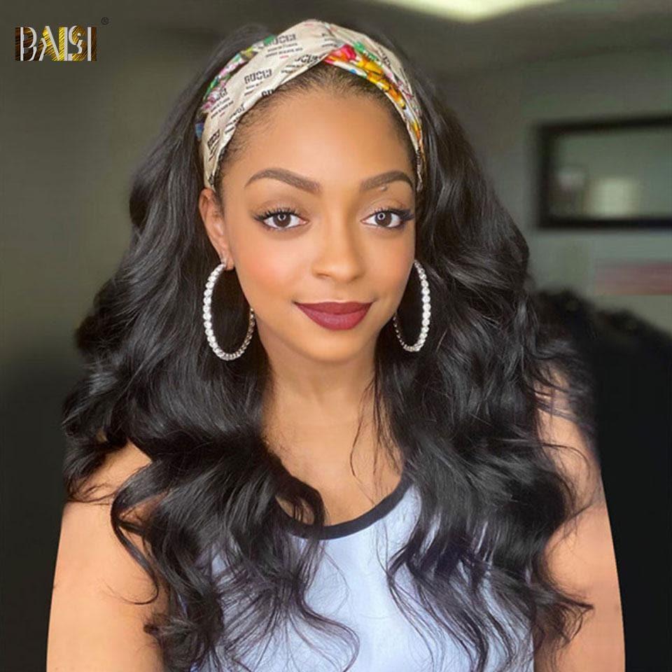 BAISI Maschinell gefertigte gewellte Körperwellen-Stirnbandperücke