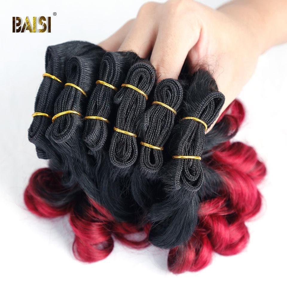 BAISI 8A Tissage Brésilien Cheveux Vierges Bouclé Noir 1B#30  1B#27 Water Wave 8-12 pouces