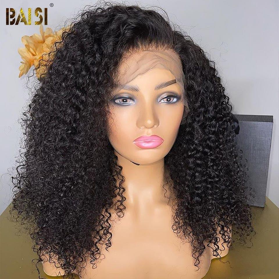 BAISI 13x4 Lace Frontal Perruque Afro Curl 16 Pouces 89€ en 100% Vrais Cheveux Humains