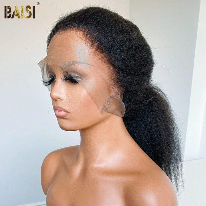 BAISI Achetez 2 perruques minimum au prix d'usine fournisseur 360 Lace Perruque Kinky Straight Yaki en Vrais Cheveux Humains Coiffure Chignion (Pas Besoin de Code)