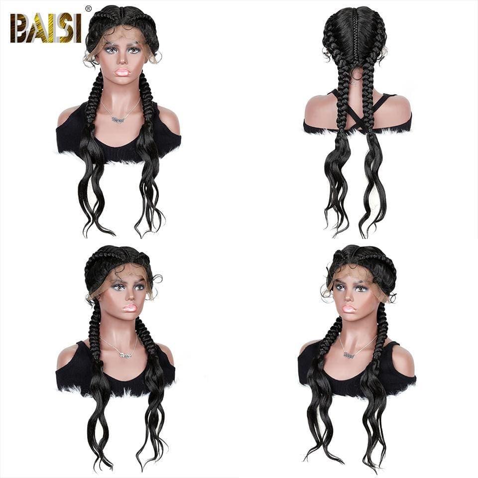 BAISI Braided Wigs Mat Long Synthetic Natural Braid