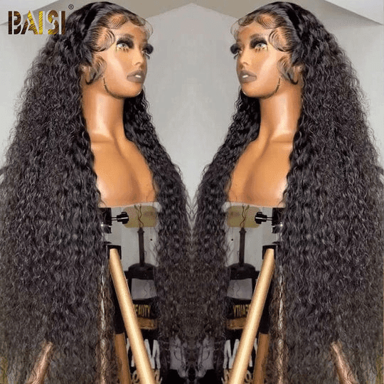 BAISI Achetez 2 perruques minimum au prix d'usine fournisseur 13X4 frontal perruque trop longue curly en 100% cheveux humains